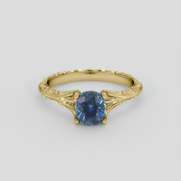 1.18 Ct. Greenish Blue Sapphire Ring, 14K Yellow Gold 1