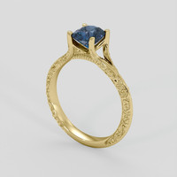 1.18 Ct. Greenish Blue Sapphire Ring, 14K Yellow Gold 2