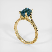 4.05 Ct. Greenish Blue Sapphire Ring, 14K Yellow Gold 2