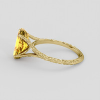 3.64 Ct. Orangish Yellow Precious Topaz Ring, 14K Yellow Gold 4