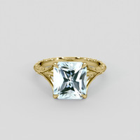4.33 Ct. Blue Aquamarine Ring, 14K Yellow Gold 1