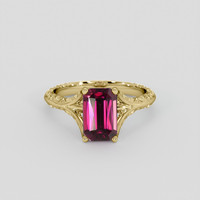 2.69 Ct. Purplish Pink Rhodolite Garnet Ring, 14K Yellow Gold 1