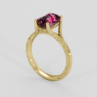 2.69 Ct. Purplish Pink Rhodolite Garnet Ring, 14K Yellow Gold 2