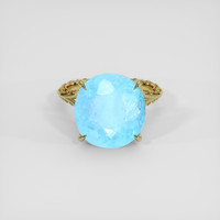 10.32 Ct. Blue Aquamarine Ring, 14K Yellow Gold 1
