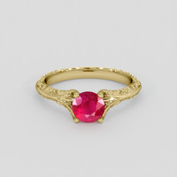 0.92 Ct. Pinkish Red Ruby Ring, 14K Yellow Gold 1