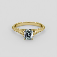 1.29 Ct. Bluish Green Sapphire Ring, 14K Yellow Gold 1