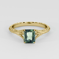 0.93 Ct. Green Sapphire Ring, 14K Yellow Gold 1