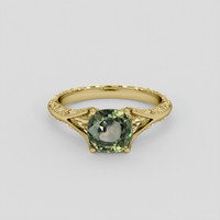 2.00 Ct. Brownish Green Sapphire Ring, 14K Yellow Gold 1