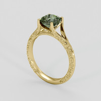 2.00 Ct. Brownish Green Sapphire Ring, 14K Yellow Gold 2