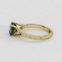 2.00 Ct. Brownish Green Sapphire Ring, 14K Yellow Gold 4