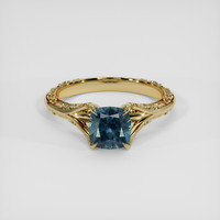 1.49 Ct. Greenish Blue Sapphire Ring, 14K Yellow Gold 1