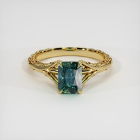 1.58 Ct. Bluish Green Sapphire Ring, 14K Yellow Gold 1