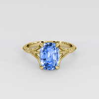 3.61 Ct. Blue Sapphire Ring, 14K Yellow Gold 1