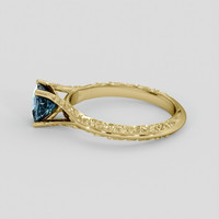 1.05 Ct. Greenish Blue Sapphire Ring, 14K Yellow Gold 4