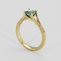 1.02 Ct. Bluish Green Sapphire Ring, 14K Yellow Gold 2