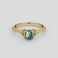 1.21 Ct. Bluish Green Sapphire Ring, 14K Yellow Gold 1