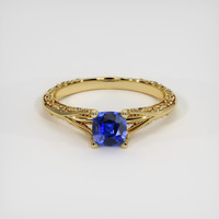 0.65 Ct. Blue Sapphire Ring, 14K Yellow Gold 1