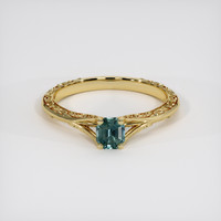 0.67 Ct. Bluish Green Sapphire Ring, 14K Yellow Gold 1