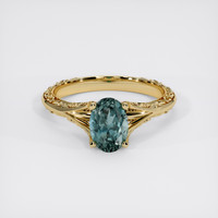 1.44 Ct. Greenish Blue Sapphire Ring, 14K Yellow Gold 1