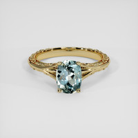 1.43 Ct. Greenish Blue Sapphire Ring, 14K Yellow Gold 1