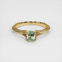 0.90 Ct. Green Sapphire Ring, 14K Yellow Gold 1