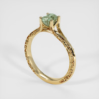 0.90 Ct. Green Sapphire Ring, 14K Yellow Gold 2