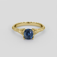 1.07 Ct. Blue Sapphire Ring, 18K Yellow Gold 1