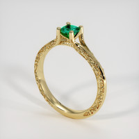 0.28 Ct. Emerald Ring, 18K Yellow Gold 2