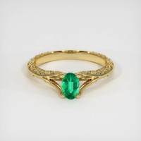 0.37 Ct. Emerald Ring, 18K Yellow Gold 1