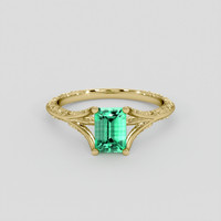 0.73 Ct. Emerald Ring, 18K Yellow Gold 1