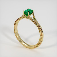 0.40 Ct. Emerald Ring, 18K Yellow Gold 2