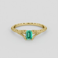 0.51 Ct. Emerald Ring, 18K Yellow Gold 1
