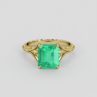 2.23 Ct. Emerald Ring, 18K Yellow Gold 1