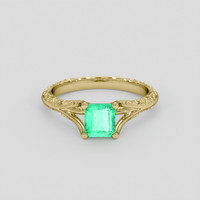 0.78 Ct. Emerald Ring, 18K Yellow Gold 1