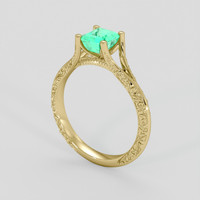 0.78 Ct. Emerald Ring, 18K Yellow Gold 2