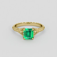 1.31 Ct. Emerald Ring, 18K Yellow Gold 1