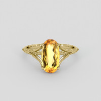 3.64 Ct. Orangish Yellow Precious Topaz Ring, 18K Yellow Gold 1