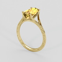 3.64 Ct. Orangish Yellow Precious Topaz Ring, 18K Yellow Gold 2