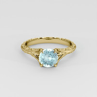 1.74 Ct. Greenish Blue Aquamarine Ring, 18K Yellow Gold 1