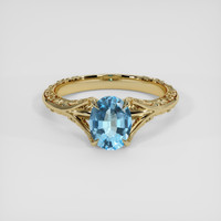 1.14 Ct. Sky Blue Topaz Ring, 18K Yellow Gold 1