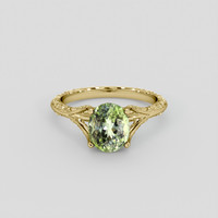 4.00 Ct. Green Tourmaline Ring, 18K Yellow Gold 1