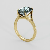 3.39 Ct. Greenish Blue Aquamarine Ring, 18K Yellow Gold 2