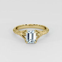 1.51 Ct. Blue Aquamarine Ring, 18K Yellow Gold 1