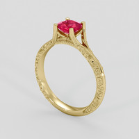 0.92 Ct. Pinkish Red Ruby Ring, 18K Yellow Gold 2
