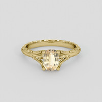 1.49 Ct. Peach Sapphire Ring, 18K Yellow Gold 1