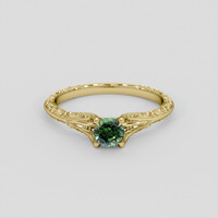 0.63 Ct. Green Sapphire Ring, 18K Yellow Gold 1