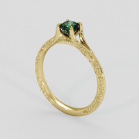 0.63 Ct. Green Sapphire Ring, 18K Yellow Gold 2