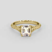 1.58 Ct. Peach Sapphire Ring, 18K Yellow Gold 1