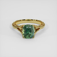 2.29 Ct. Bluish Green Sapphire Ring, 18K Yellow Gold 1
