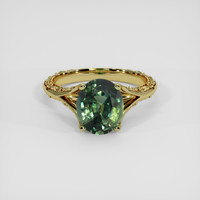 2.80 Ct. Yellowish Green Sapphire Ring, 18K Yellow Gold 1